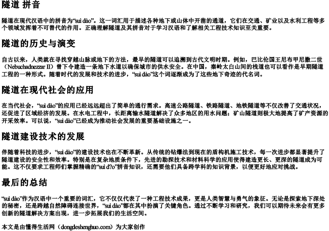 隧道 拼音 隧道 拼音